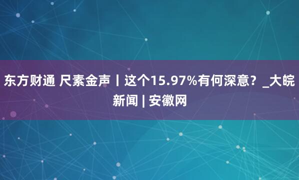 东方财通 尺素金声丨这个15.97%有何深意？_大皖新闻 | 安徽网